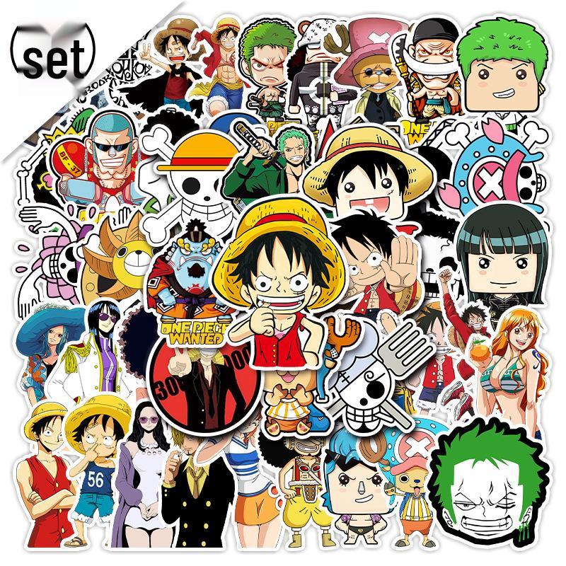 50 One Piece Anime Stickers: Waterproof for Suitcases, Tablets, Skateboards, and Cars
