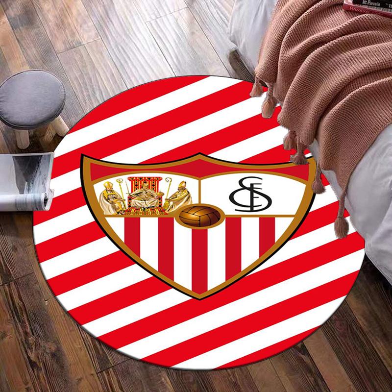 Sevilla Fc Crest Design Round Rug for Livingroom,Bedroom, Palyroom, Chair Rug, Area rug, Circle Carpet, Large Size Fan Christmas gift