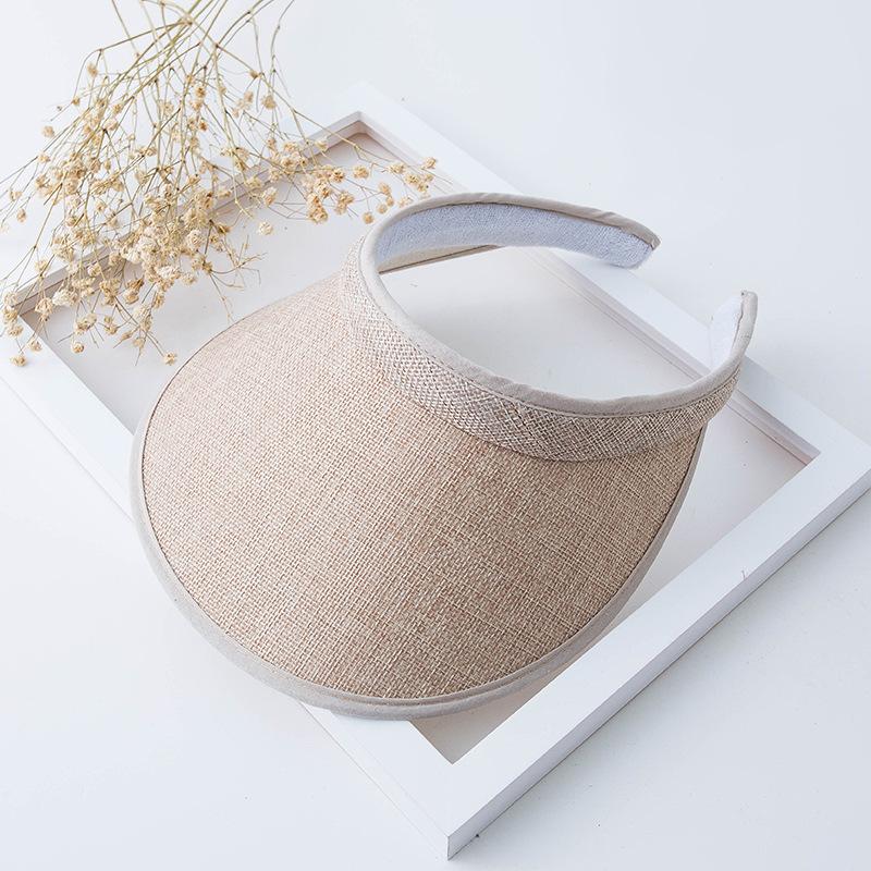 Women's Ladies Summer Weave Straw Empty Top Beach Cap Clip-On Large Wide Brim UV Protection Breathable Sun Visor Hat Girl Hat