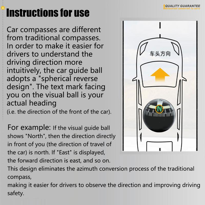 Automotive Compass Car Dashboard Compass Ball Adjustable High Precision Navigation Hiking Direction Pointing Guide Ball For Ship