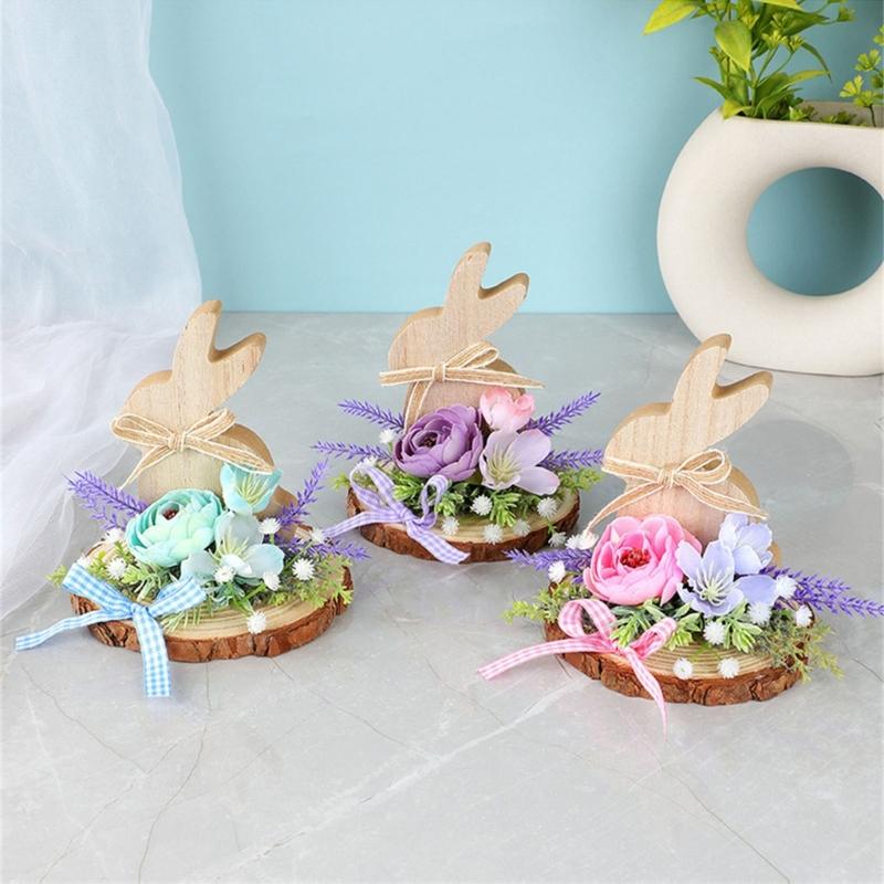 Holz Osterhase Skulptur Tierfigur Ornament Frühling Heimdekoration Für Kaminsims Bücherregal Tischplatte Display