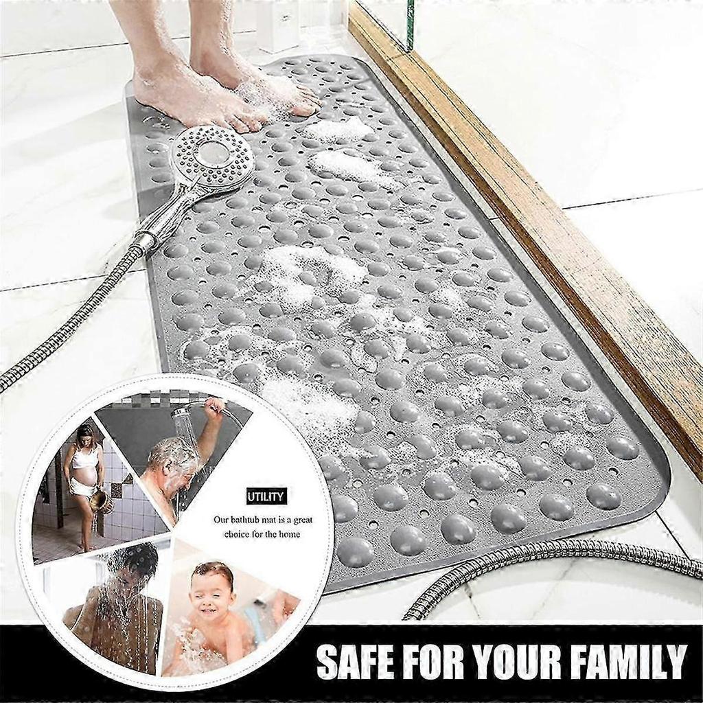 Non-Slip Bathtub Mat Extra Long Bath Mat for Tub Shower Mats with Suction Cups and Drain Holes Bath