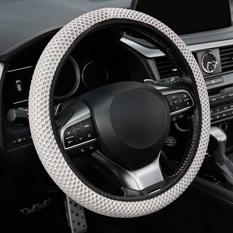Alpmosn Elastic Stretch Steering Wheel Cover, Universal Interior Accessories Steering Wheel Cover for Women & Men, Breathable Microfiber Ice Silk,