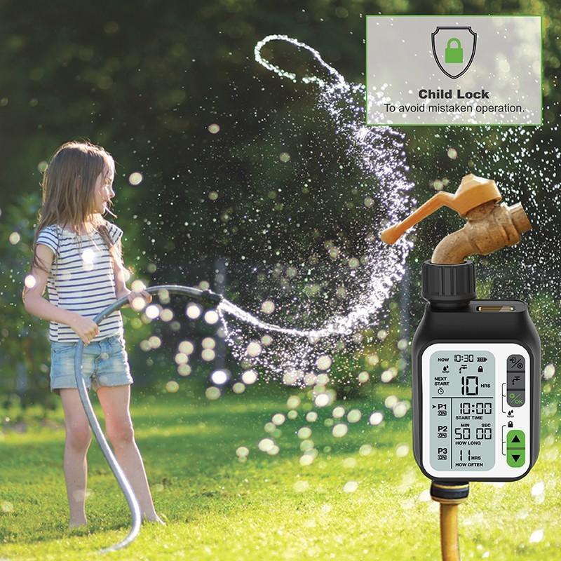 Temporizador de Riego Impermeable Controlador Automático de Temporizador de Riego con Sensor de Lluvia Sistema de Riego Inteligente para Jardín