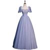 Blue evening dress 1011 new high-end princess dress on the run student day adult ceremony promotion host fairy temperament