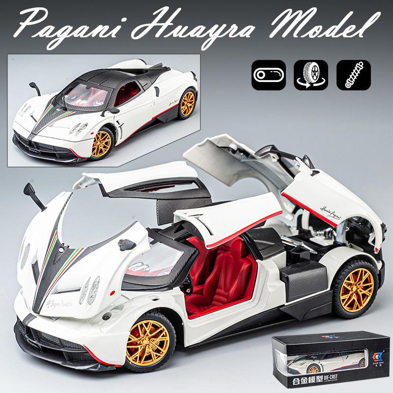 

Масштаб 1/24 Huayra, литая под давлением модель автомобиля, игрушечная машина с откатным механизмом, звуком и светом для детей, коллекция подарков для мальчиков и девочек 1/24-20.5x9x5.3cm белый
