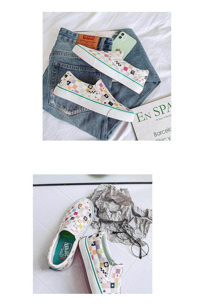 Chaussures Slip-On en toile unisexes 2026: Chaussures plates d'été décontractées style coréen pour étudiants et couples.