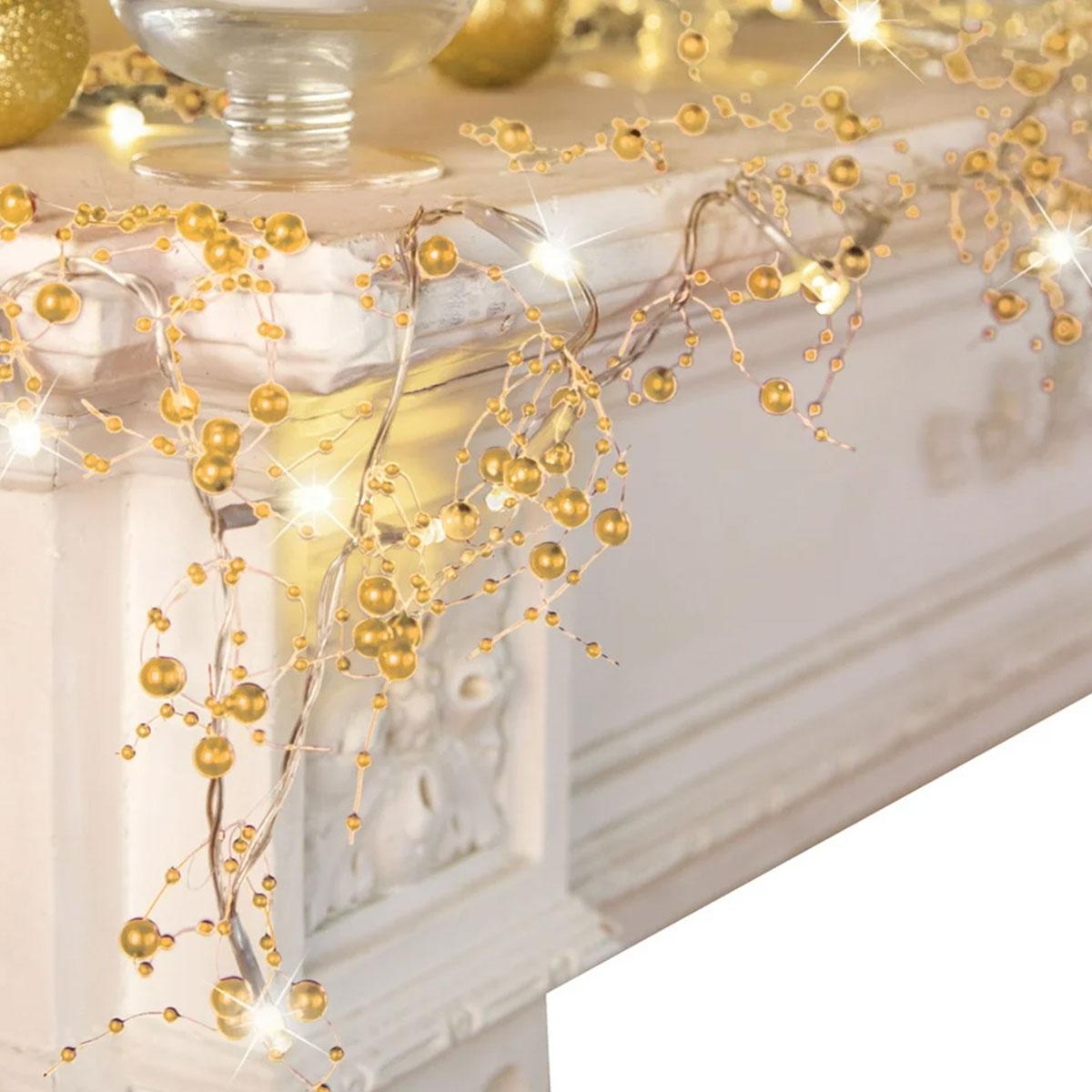 

3M LED Light String Pearl Ball Lamp DIY Festive Garland Light for Wedding Xmas Tree Party Wall Staircase Furniture Decor Lamps 3M-Without Battery золотой