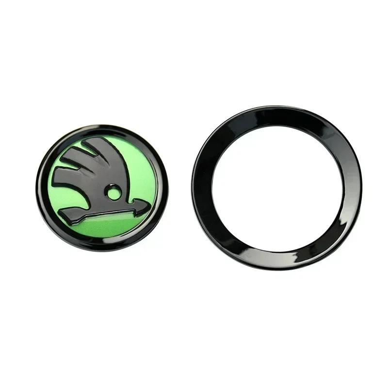 AAAJA1 2026 Hot For SKODA 46MM Car Steering Wheel Logo Emblem Sticker for Skoda Rapid Fabia Octavia Superb Laura VRS Yeti Kodiaq Karoq