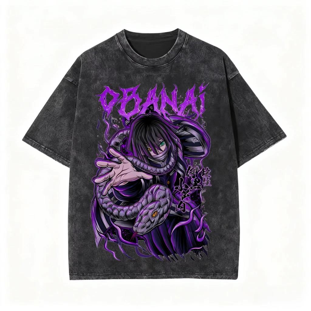 Streetwear Demon Slayer Vintage Washed Graphic TShirt Men Women Cotton Short Sleeve Anime Graphic Tee Casual Tops Yk Tee Shirt
