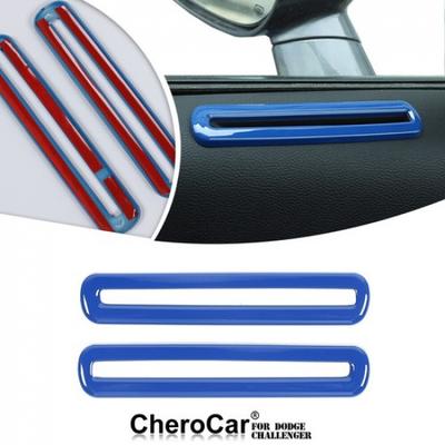 ??Interior Door Air Vent Outlet Trim Decor Cover Blue For Dodge Challenger 2015+
