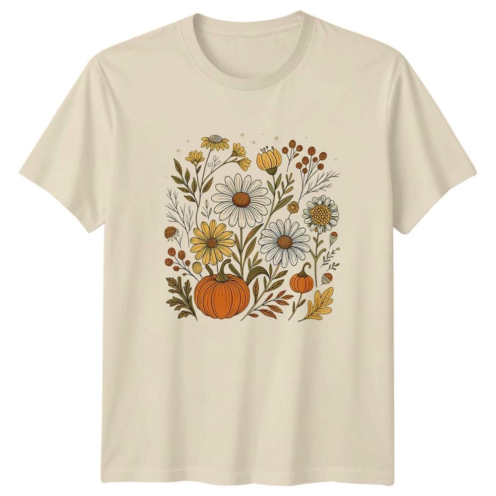 Floral Pumpkin Autumn Seasons Graphic Tee Unisexs Unisexs TShirt