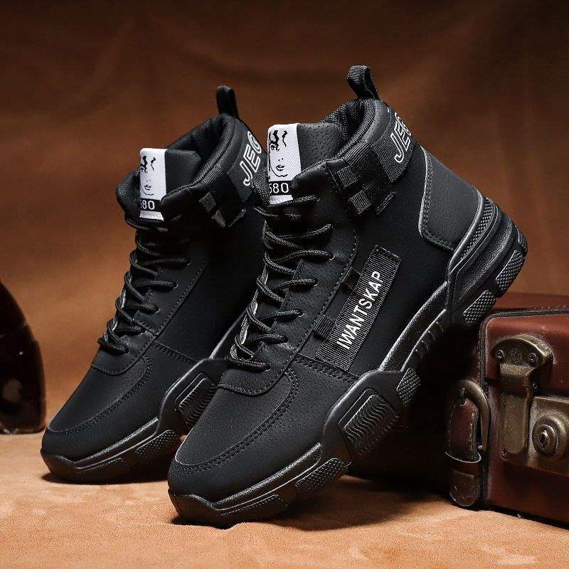 Autumn New Martin Boots Men's Casual High-top Men's Shoes Korean Version Trendy Versatile Winter Velvet Snow Tooling Boots