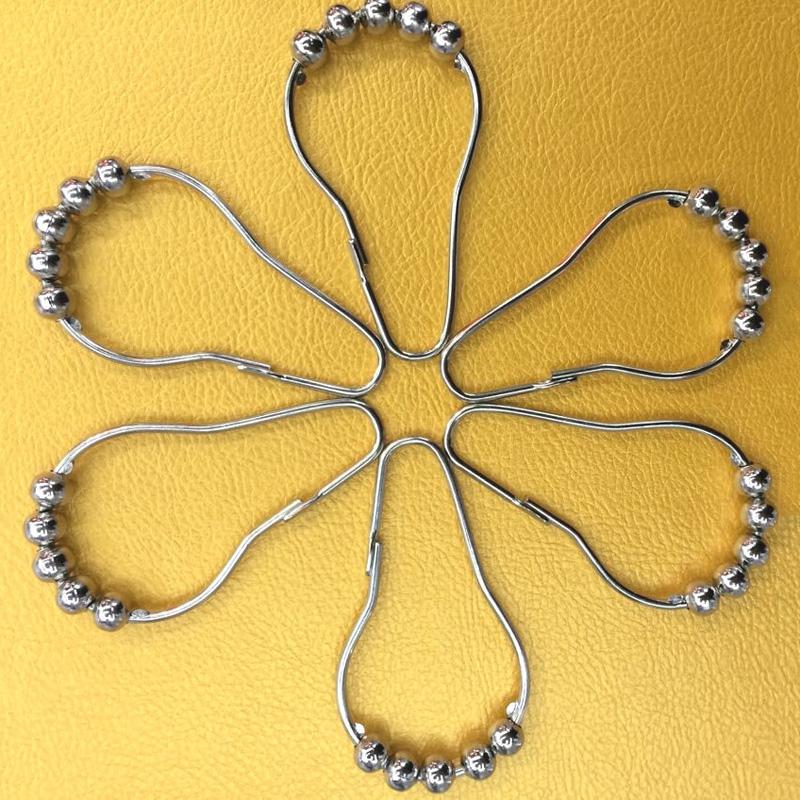12 Pcs/pack Rustproof Bath Curtain Rollerball Shower Curtain Rings Hooks 5 Roller Ball Curtain Accessories