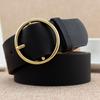Gold Round Buckle Women'S Pu Belt Skirt Decorative Jeans Belt Women