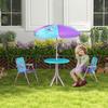 Kids Picnic Table and Chair Set, Fairy Themed Outdoor Garden Furniture W/ Foldable Chairs, Adjustable Parasol