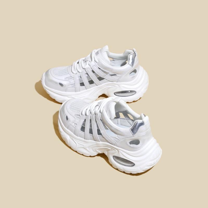 Thick-soled dad shoes women's spring and summer new hollow mesh breathable versatile trendy lightweight casual sports shoes
