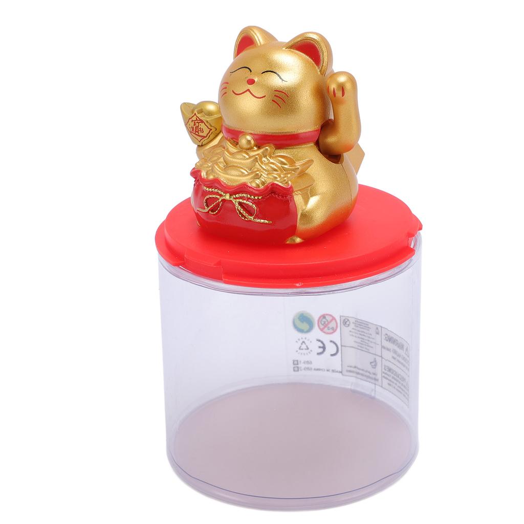 Feng Shui Lucky Cat Solar Powered Waving Maneki Neko Decoration Lucky Cat Statue for Home Shop Car Interior