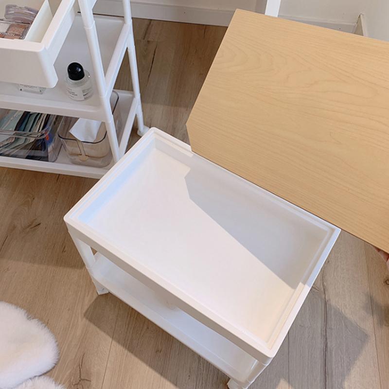 Rolling Cart Large Capacity Eco Friendly PP MDF Sturdy Construction Space Saving Utility Cart For Beauty Salon
