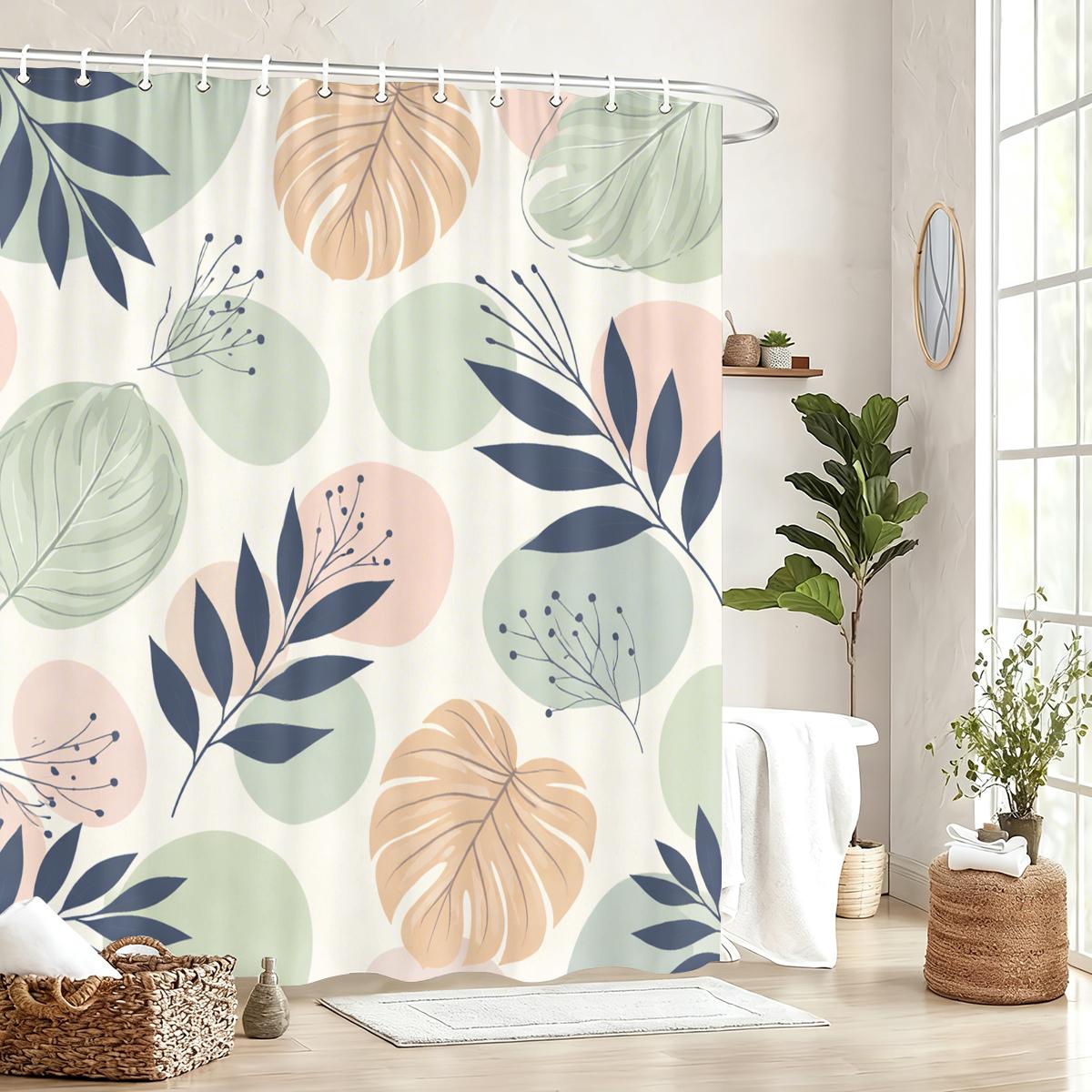 

Vibrant Themed Polyester Shower Curtains - Fun Underwater, Floral Bird & Stylish Leaf Patterned Bathroom Decor W60H190(CM)-1 Pcs