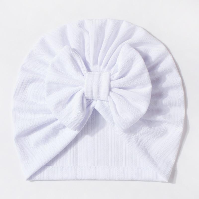 Baby Waffle Jacquard Boneless Hat Cute Bow Baby Fetal Hat Solid Color Children s Hat белый