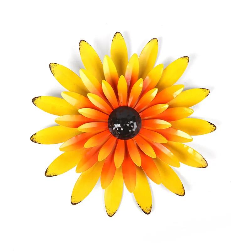 

Металлический цветок ремесло украшение интерьер открытый гостиная сад забор украшение новый настенный домашний магазин офис украшение жёлтый