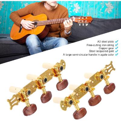 2Pcs Guitar Machine Heads Guitar String Tuning Pegs Music Classical Machine Head Tuners Tuning Keys for Electric or Acoustic Guitar, Golden