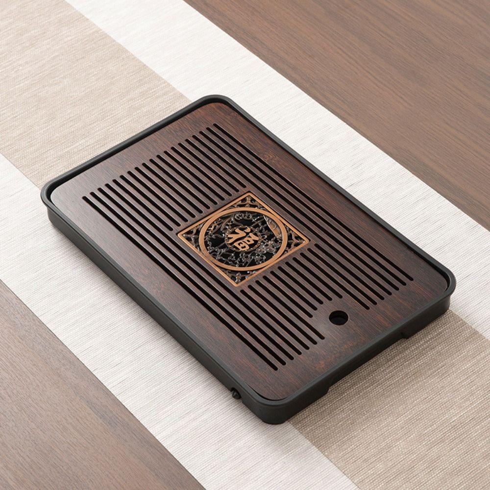 Water Storage Bamboo Tea Tray with Drain Quick Drainage Gongfu Tea Set Table  Household