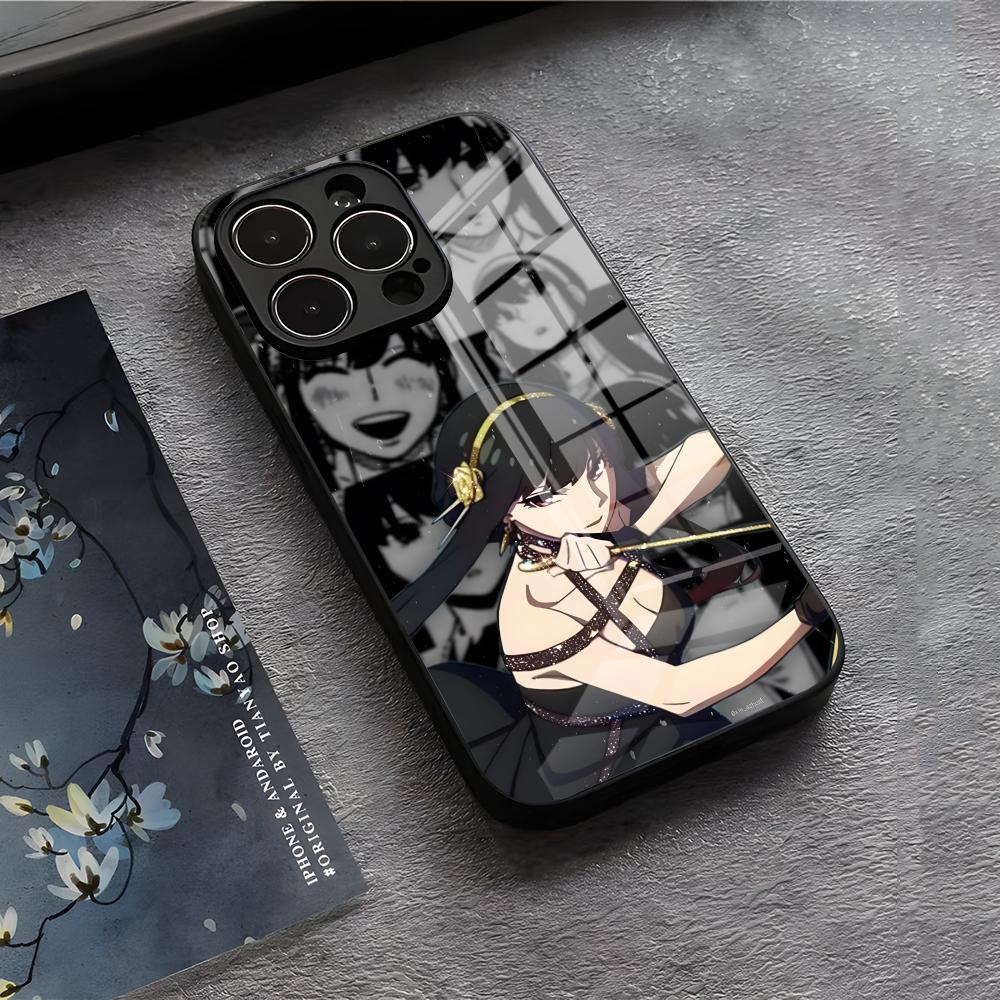 Yor F-Forger Phone Case For IPhone 17 Air 16 E Pro Max 15 14 13 Mini 12 Pro 11 Max Plus Black Glass Cover