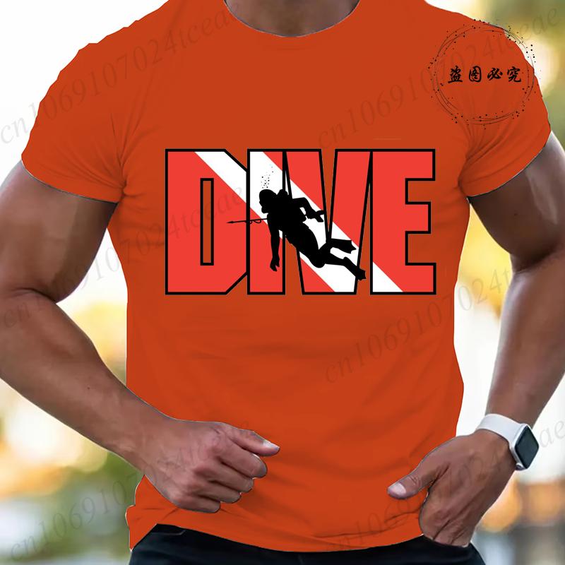 New Fashion T Shirt for Men Casual Short Sleeve Hip Hop Streetwear SCUBA Dive Print Tee Shirt Pullover Mens Women T-shirt Tops
