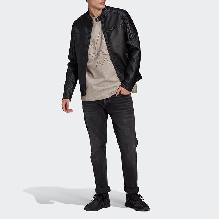 Adidas Originals Abstract Embroidery Loose Round Neck Sports Tee Men Tops Natural GN3300