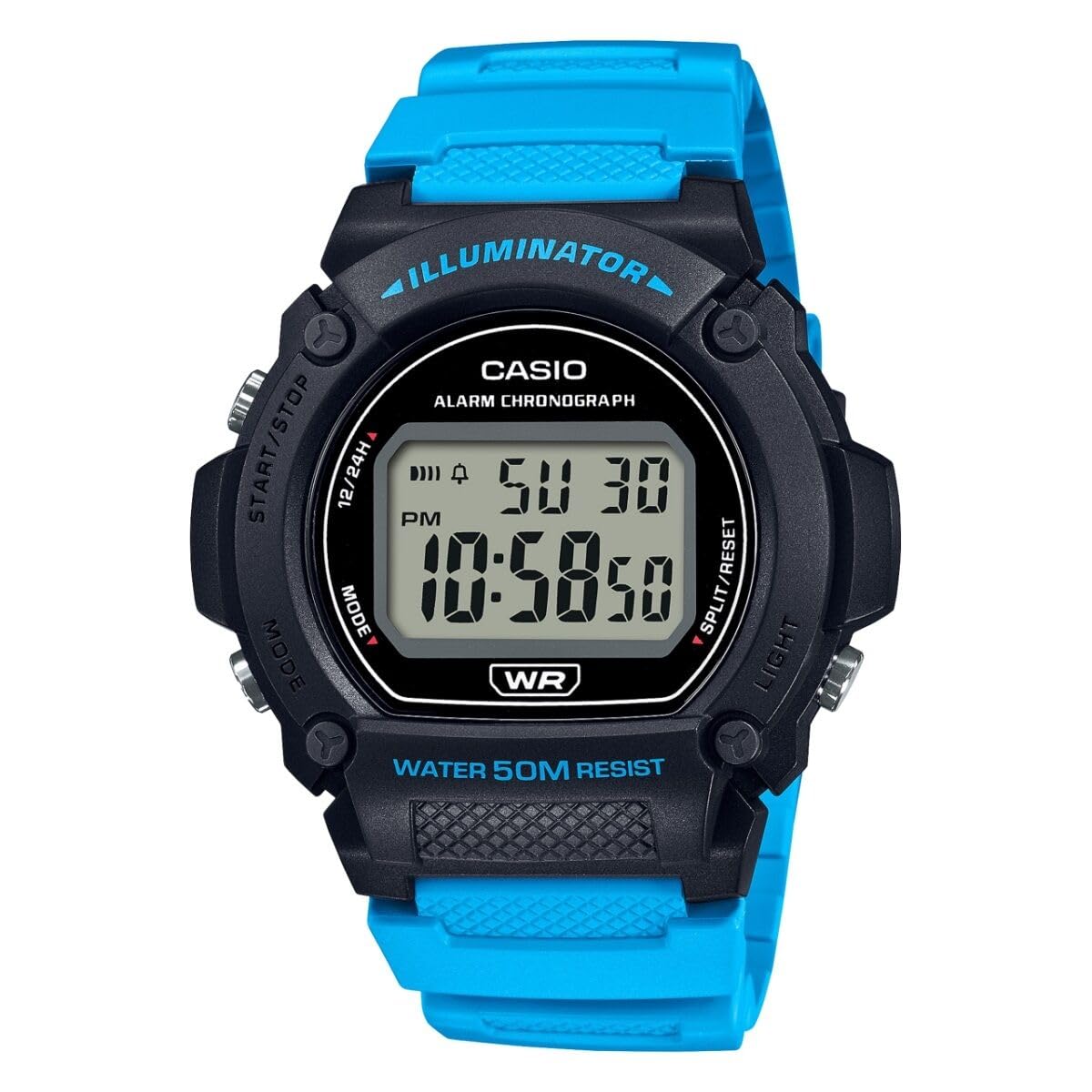 Casio W219H Series Digital Watch 50M Water Resistance LED Illuminator 100 SEC Chronograph SEC Stopwatch Daily Alarm Hourly Chime Auto Calendar Men s