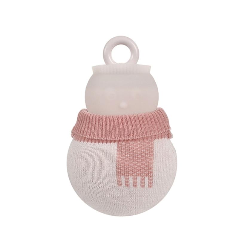 

Lovely Snowmans Shape Hot Water Bottle Thicken Antileak Warm Water Bag For Cold Weather Hand Warming Home Office Travel small рожевий