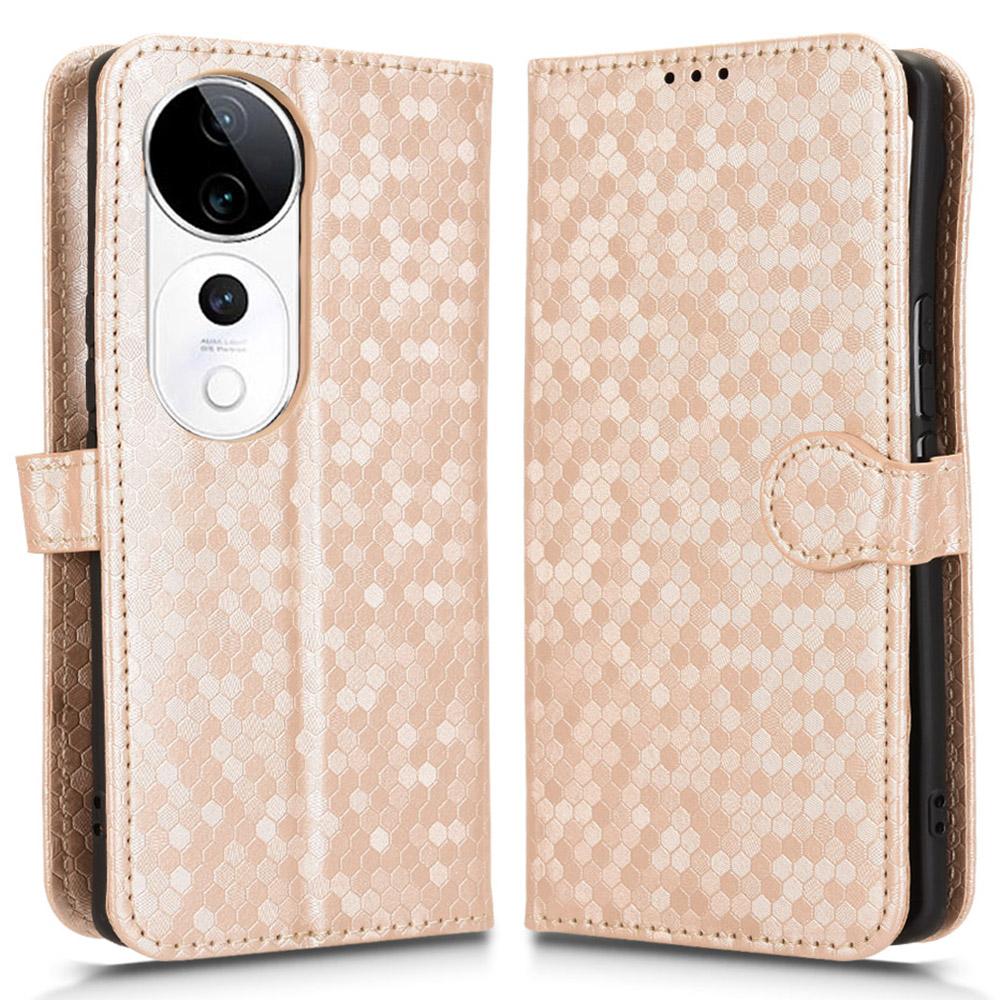 For vivo S19 Pro 5G/V40 5G Wallet Case Dot Pattern Imprint PU Leather Flip Phone Cover