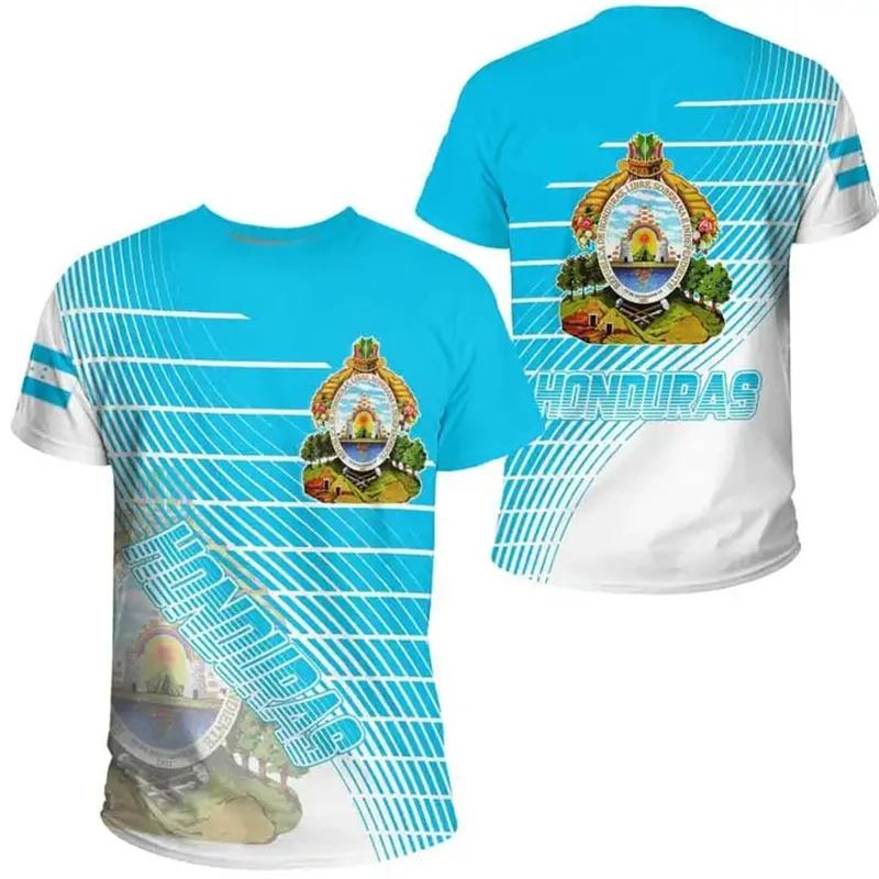 Fashion 3D Print Honduras Flag T Shirt For Men Street Sports Round Neck Short Sleeve Tees Tops Round Neck Oversized T Shirts