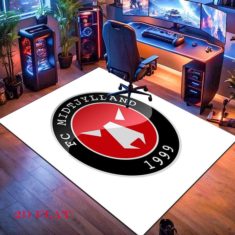 FC Midtjylland Logo Carpet Rug for Living Room Bedroom Home Sofa Decoration,Kids Play Nonslip Floor Mat