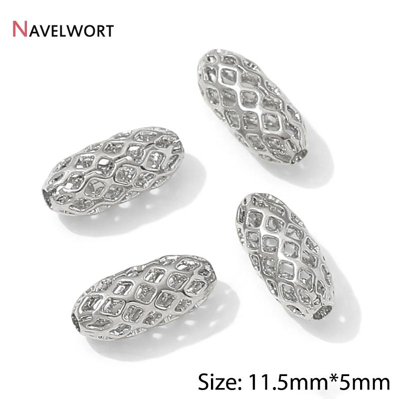 14K/18K Vergoldete Hohl-Abstandshalter-Perlen, Trennstück für Perlen, Ovale lose Perlen für Armbandherstellung Zubehör, Schmuckzubehör