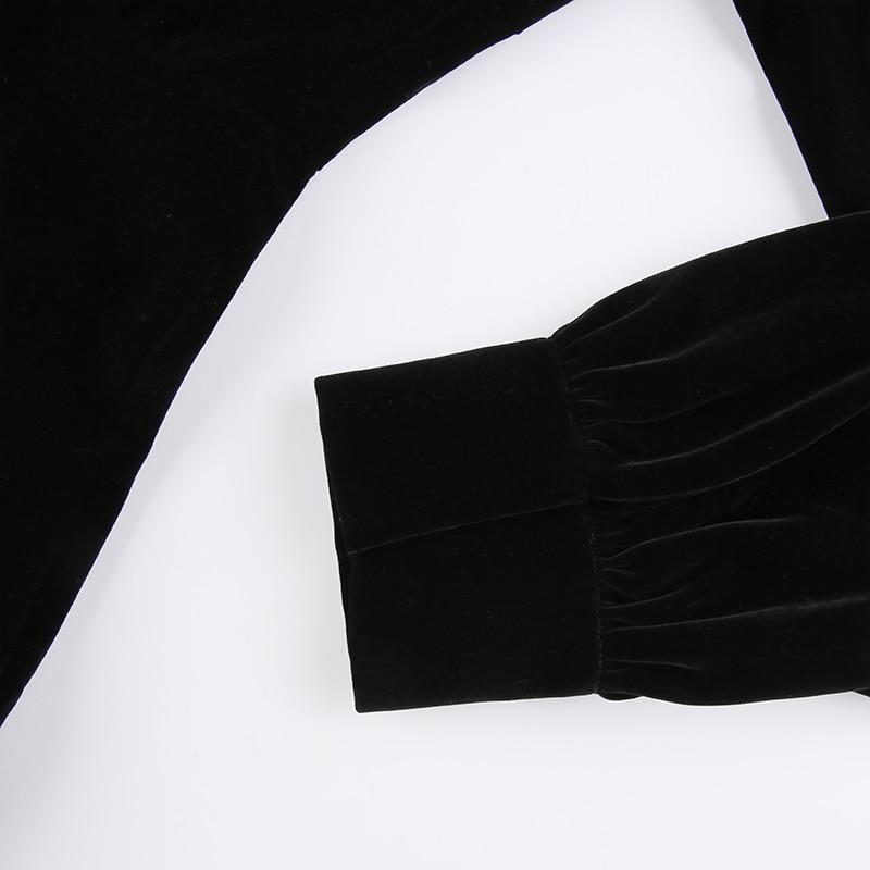 Cheongsam Darlingaga Vintage Elegante Gothic Dark Bow Velour Schwarzes Kleid Herbst Winter Chinesischer Stil Plissee Kleider Party Diamanten Kleidung