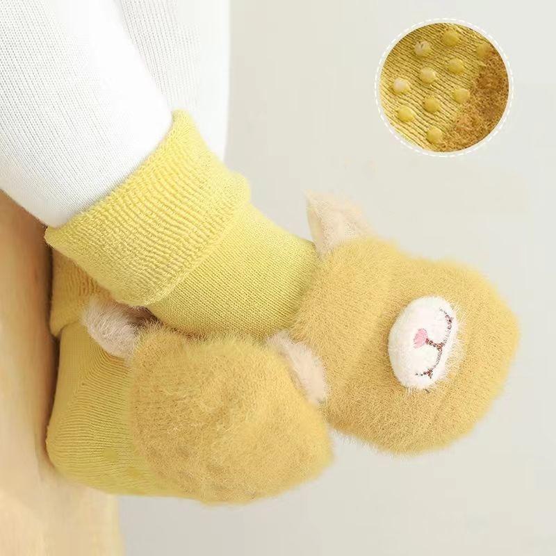 1/2Pairs Newborn Baby Socks For Girls Boys Winter Terry Soft Thick Warm Anti Slip Toddler Socks Cute Cartoon Infant Socks 0-3Y