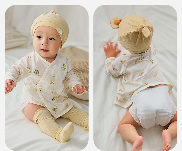 Mini Balabala Baby Clothes, Newborn Half Back Clothes, Skin Friendly, Breathable, Soft Crawling Home Top, New Style