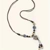 Vintage Ceramic Necklace Women Long Geometric Sweater Chain Boho Chic Minimalist Jewelry Versatile Retro Style
