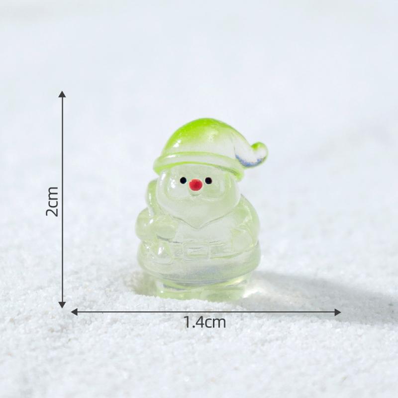 1/5Pcs Mini Resin Fluorescent Santa Claus Miniature Landscape Figurines Fairy Garden Decor Snow Landscape Model Ornaments