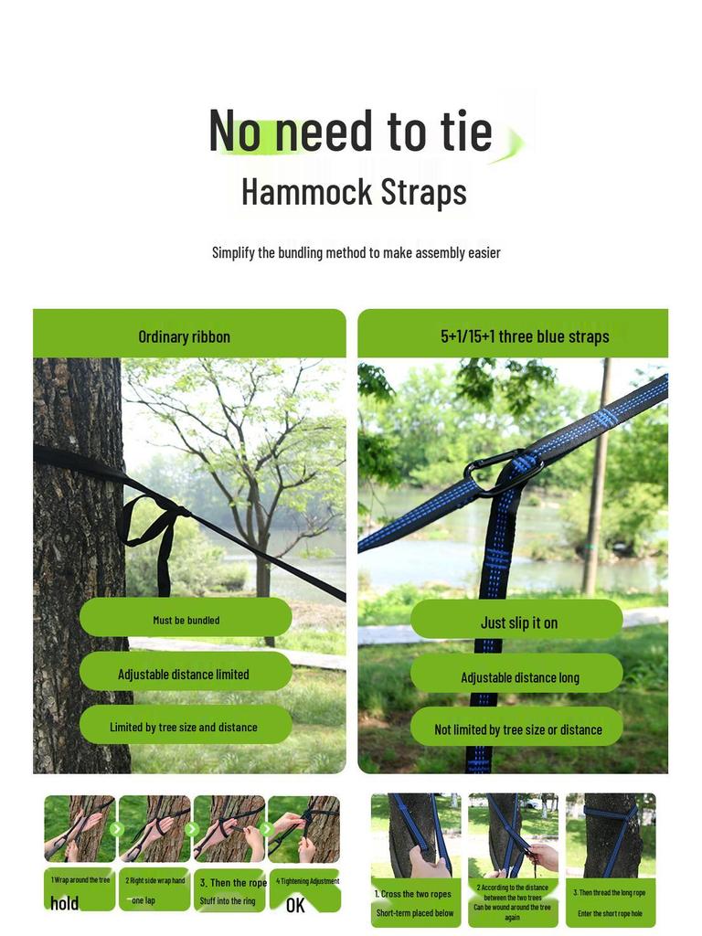 TEMU Outdoor Camping Lightweight Nylon Hammock with Mosquito Net - High Load-Bearing and Tear-Resistant