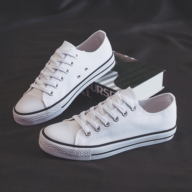 Classic Low-Top Evergreen Canvas Shoes - Vulcanized Rubber Sole, Men's Shallow Mouth Design