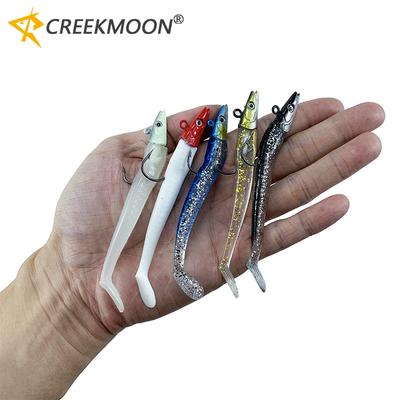 5pcs 10g Jig Head Soft Tail Bait Pike Bass Fishing Lure Bionic Eel Shore Jigging Sea Lake Boat Game Replaceable Reuse Fishhook