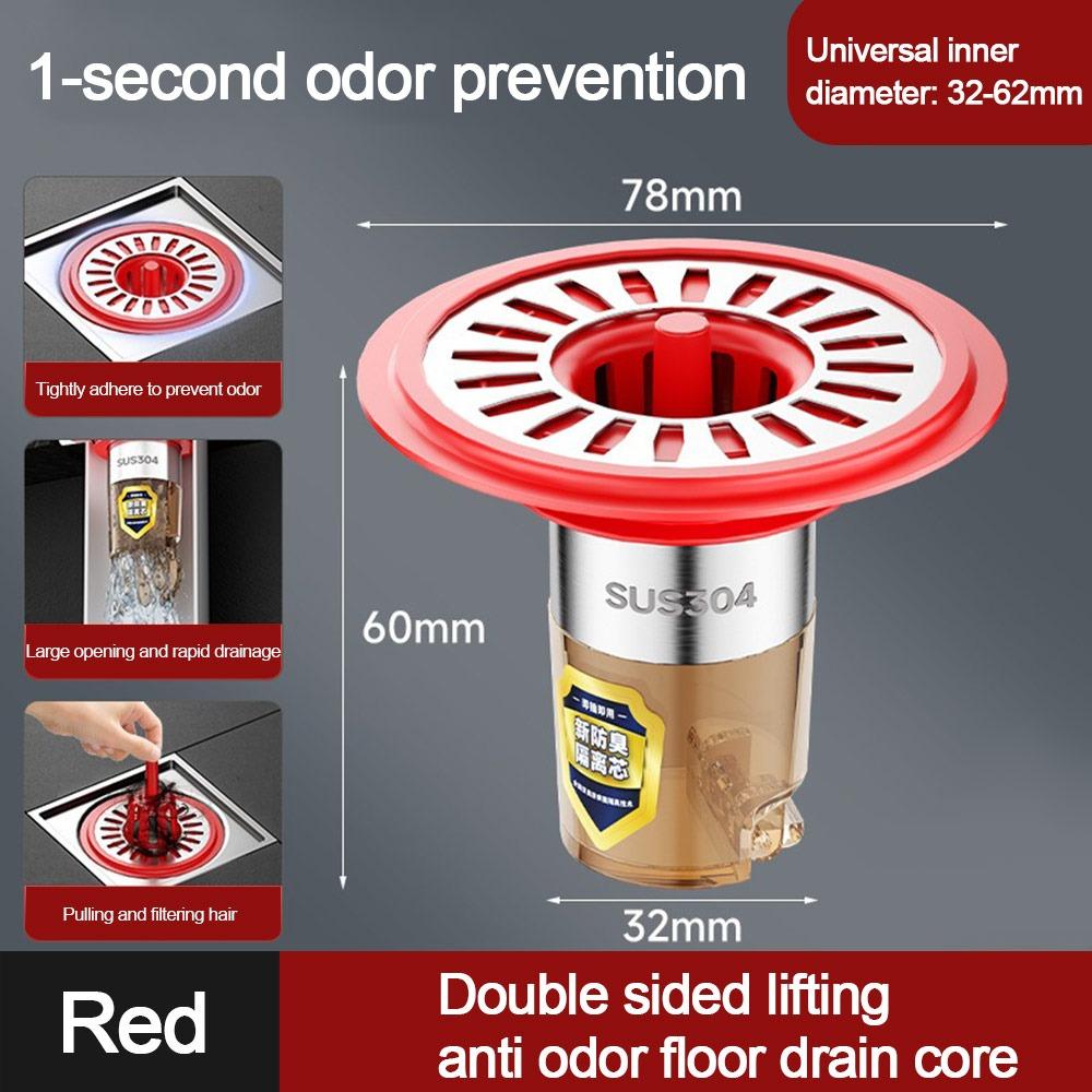 

Stainless Steel Floor Drain Core Insect Proof Easy Install Basin Drain Filter Anti Odor Odor Control Removable Seal Stopper червоний