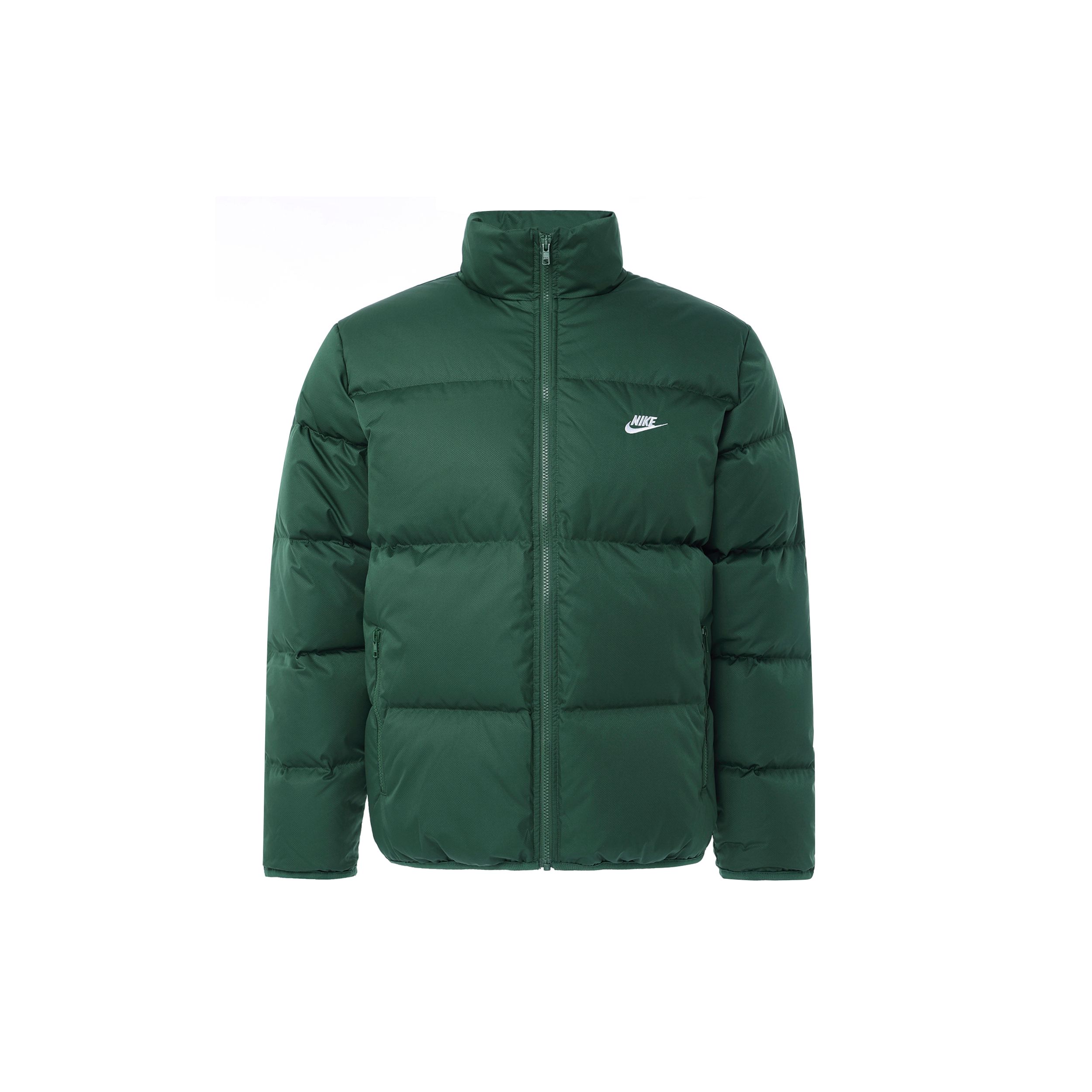 

Nike Club Therma-FIT Warm Loose Solid Color Small Logo Stand Collar Zipper Long Sleeve Puffer Jacket Men outerwear Cold-Fir-Green White FZ5029-323 XL