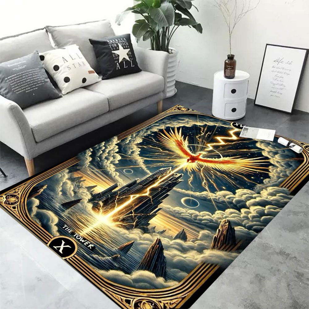 Luxury Gold Frame Fire Dragon Carpet Rugs Living Room Washroom Floor Mat Rug Dining Room Home Accessories Anime Rug