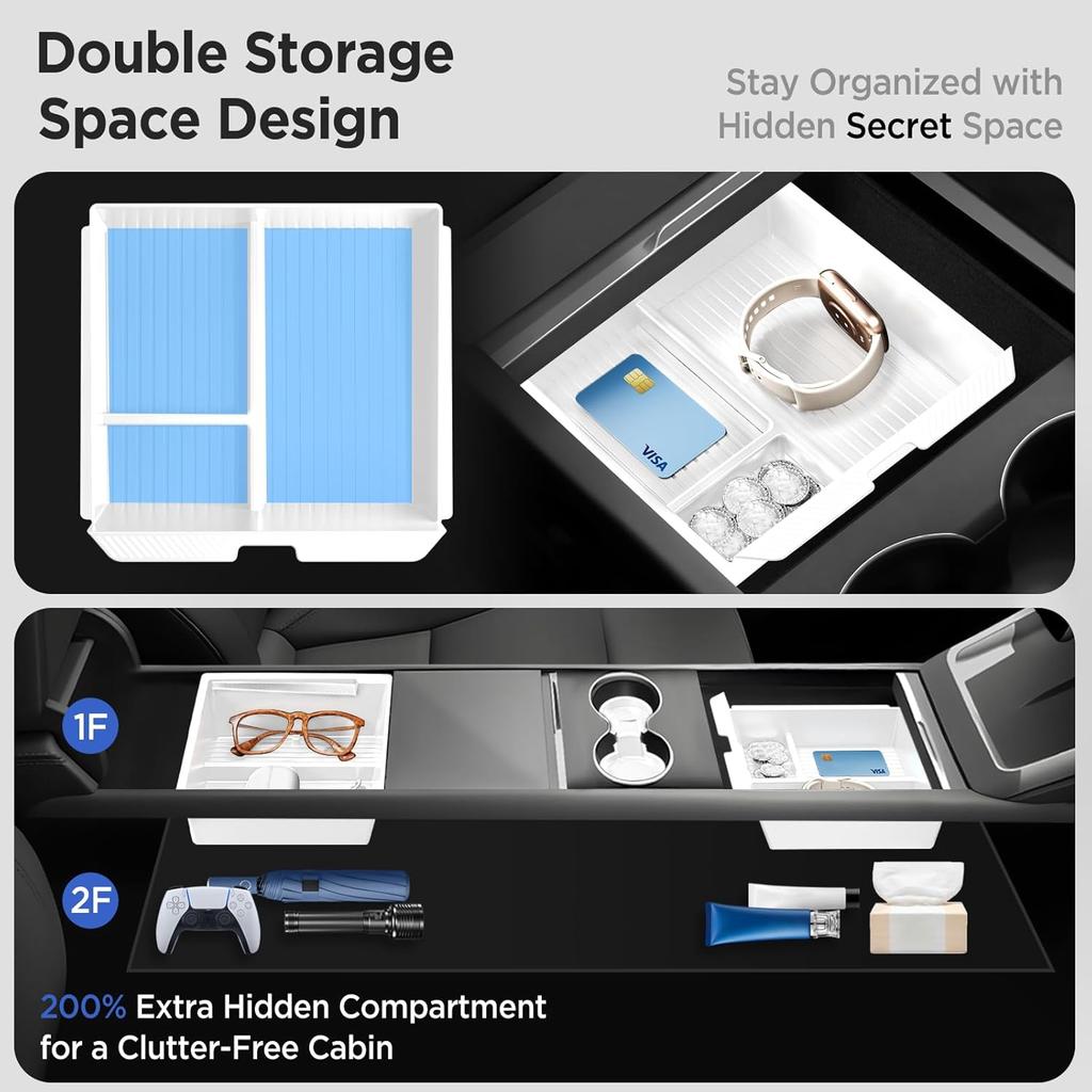 Center Console Organizer Tray For Tesla Model Y Juniper Accessories 2025 2026/For Tesla Model 3 Highland Accessories 2024 2025 2026 [Slide