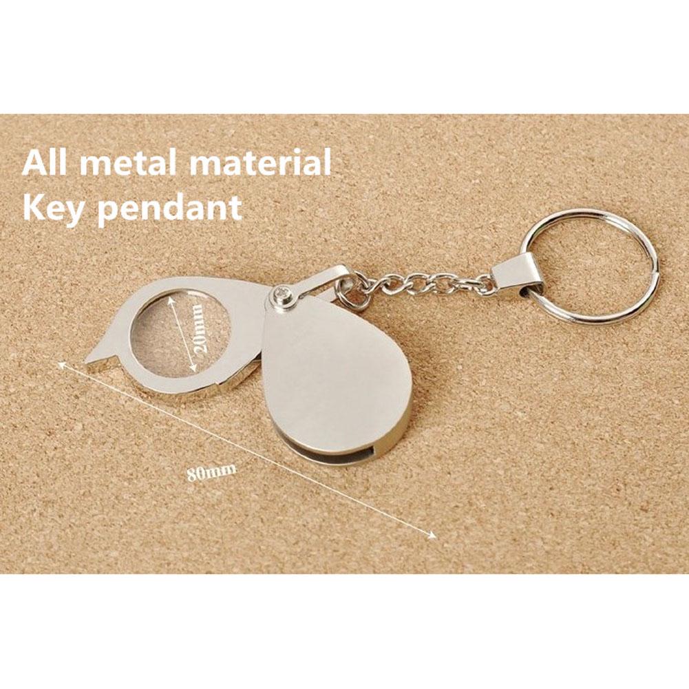 High Quality 8X Folding Key Ring Glass Magnifier with Key Chain Waterproof Daily Magnifying Pocket Tool